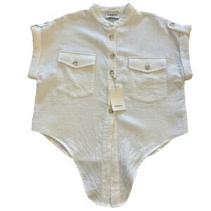NWT FRNCH Paris Women’s Celene Chemise Top‎ Blanc Size Small 100% Cotton Shirt